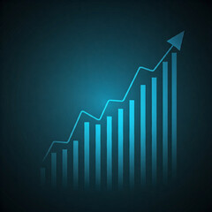 business graph showing growth with a upward arrow. diagram of economic growth with a arrow.