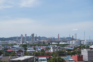 Photo of Balikpapan city refinery seen from a distance during the day, Balikpapan, November 4 2024, East Kalimantan, Indonesia
