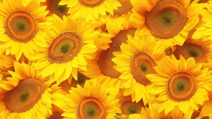 Obraz premium Seamless abstract pattern of sunflowers on a clean white background perfect for fabric design and home decor