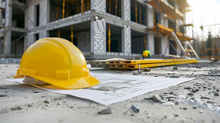 construction site with workers Generated AI 