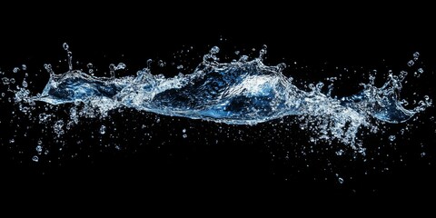 Vivid water splashes with crisp details captured mid-motion on a textured blue backdrop