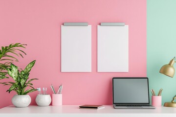 Create a minimalist mockup featuring a frame with empty notes for an inviting workspace