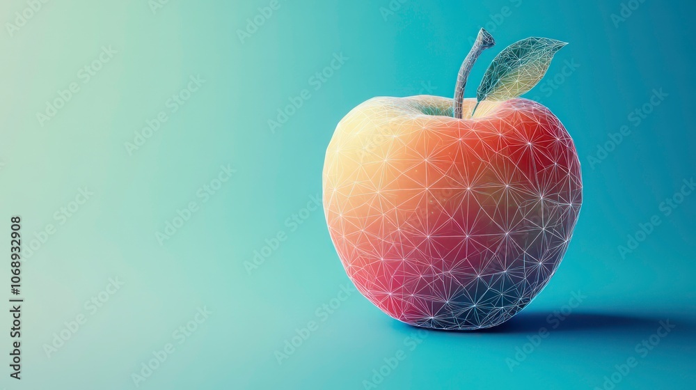 Poster A stylized, geometric apple rendered with a network of lines and nodes.