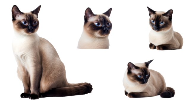 Various angles and views of siamese cat