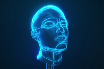 Fototapeta premium 3D concept of electric strucher head of human ,futuricstic style,hologram.