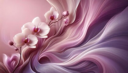 Flowing pink orchid tones floral lilac pattern background 
