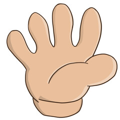 Cartoon human hand showing thumbs up gesture with finger, organ of human, for medical and study.