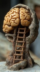 Unique Sculpture of Brain with Ladder Element