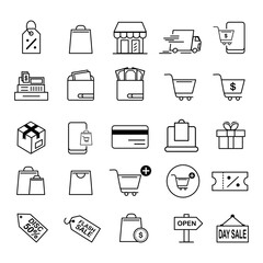 icons bussines and sale set with transparent background 