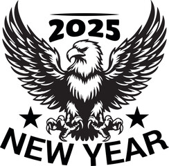 Happy New Year 2025 Eagle bird silhouette vector design.