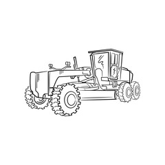 Illustration Motor Grader, Heavy Mining Equipment Vector