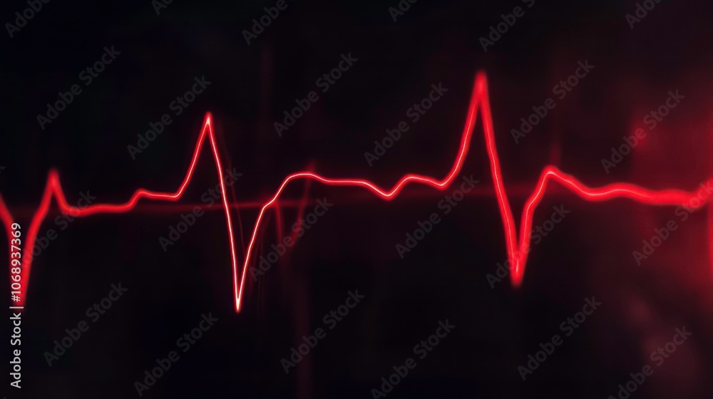 Poster an abstract representation of a heartbeat or sound wave in orange tones.