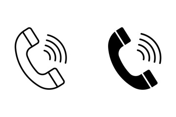 Phone flat icon. Call symbol. phone call sign. Customizable thin and black line illustration. 

