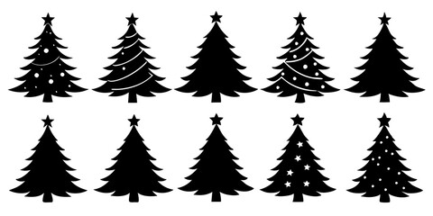 Obraz premium 10 Silhouette Christmas Tree Vector, Silhouette Christmas Tree Vector, Christmas Tree Silhouette Vector