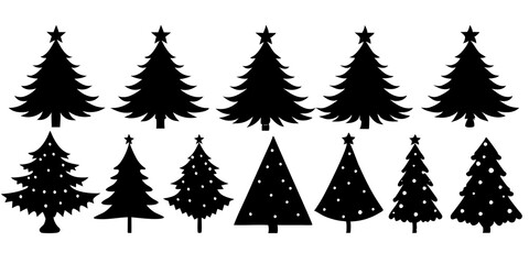 Obraz premium 10 Silhouette Christmas Tree Vector, Silhouette Christmas Tree Vector, Christmas Tree Silhouette Vector
