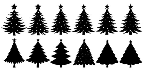 10 Silhouette Christmas Tree Vector, Silhouette Christmas Tree Vector,  Christmas Tree Silhouette Vector