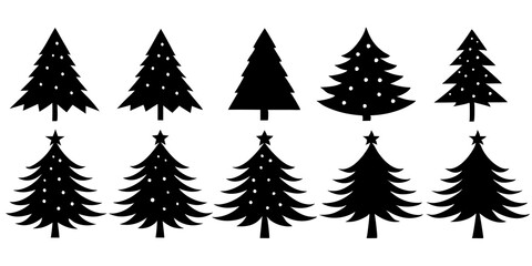 10 Silhouette Christmas Tree Vector, Silhouette Christmas Tree Vector,  Christmas Tree Silhouette Vector