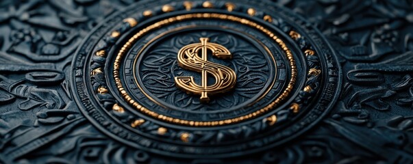 Naklejka premium Create a stunning shield design featuring a carved dollar sign to symbolize wealth and protection