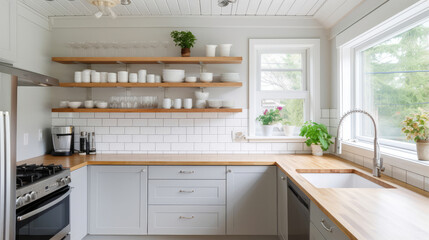 Modern Bright Kitchen with Wooden Accents