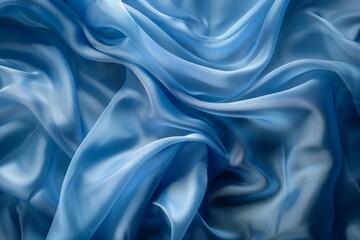 Obraz premium Photo of Blue silk fabric drapery material. Background texture for backdrops or mapping