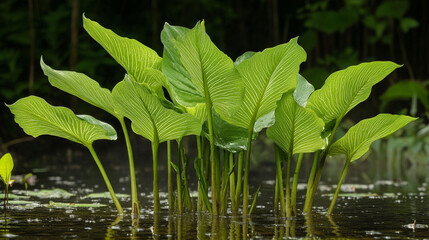 Arrow Arum (Peltandra virginica) in a Wetland Environment &ndash; 8K Botanical Study