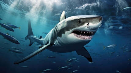 Fototapeta premium Encounter with the Apex Predator: Great White Shark