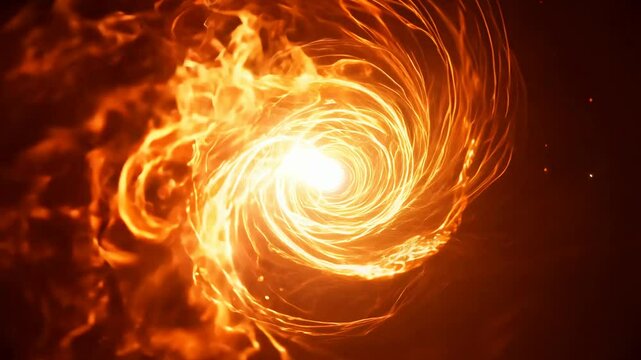 Camera rotates around a glowing burst of light with warm and inviting glow, radiant energy pulses outward