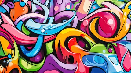 Naklejka premium Graffiti artist engaged in the creation of vibrant urban art, transforming city walls with colorful designs. This striking urban art captures the essence of creativity with ample copy space.