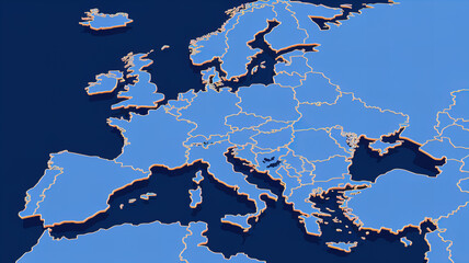 3D Render Of A Map Of Europe