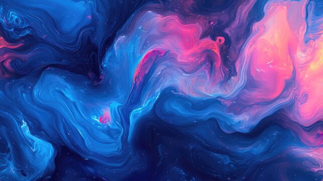Galactic swirl color creates a mesmerizing abstract backdrop, blending vibrant hues into an enchanting illustration, perfect for artistic projects and designs. Copy space available.
