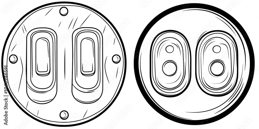 Poster icon for horizontal split screens with editable parameters. part of a larger icon set family. ideal 