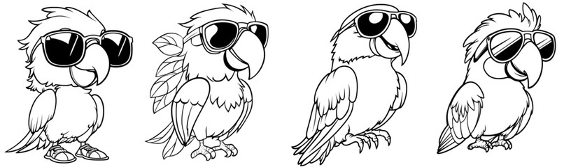 Naklejka premium Wearing Beach Sunglasses As A Fashion Design Element Of A Tropical Bird