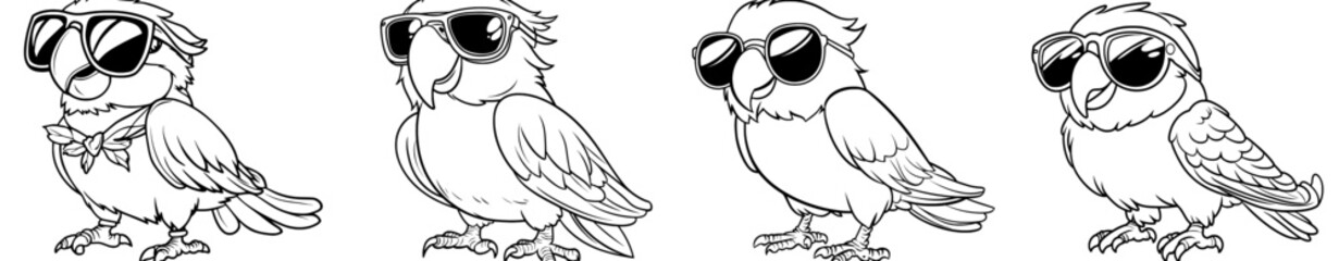 Fototapeta premium Cool Glasses Parrot Character with Summer Vacation Element