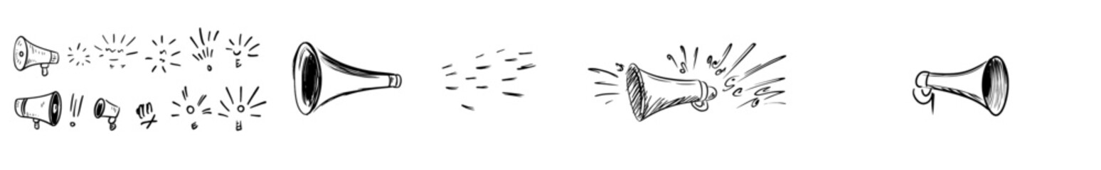 Obraz premium The black and white illustration shows a loud speaker.