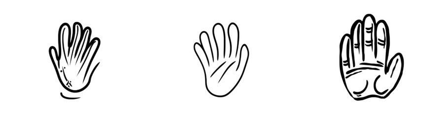 Obraz premium Hand Glove Rubber Mitten Winter Medical Surgical Modern Black White Silhouette Symbol Sign Graphic Clipart Illustration Pictogram