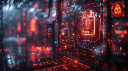 Obraz premium Futuristic Digital Interface with Security Elements