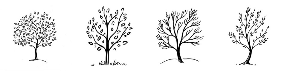 Obraz premium Sketch vecter, floral line art, abstract art, decorative love, nature's fresh life