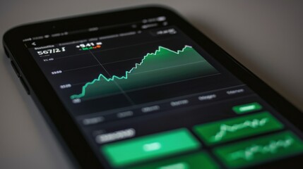 Close-up of digital stock market screen showing dividend stock graph with upward trend line,symbolizing financial growth and investment success