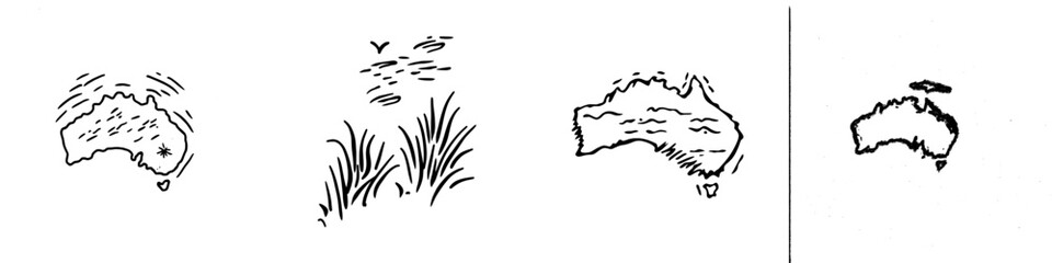 Obraz premium Drawing of an outline of an Australia geography map