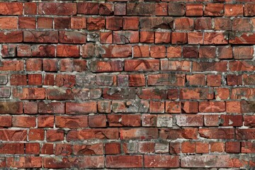 Obraz premium Old cracked red brick wall from industrial area. Detailed photo textured background