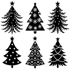 Obraz premium 10 Silhouette Christmas Tree Vector, Silhouette Christmas Tree Vector, Christmas Tree Silhouette Vector