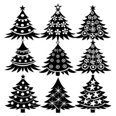 10 Silhouette Christmas Tree Vector, Silhouette Christmas Tree Vector,  Christmas Tree Silhouette Vector