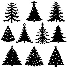 10 Silhouette Christmas Tree Vector, Silhouette Christmas Tree Vector,  Christmas Tree Silhouette Vector