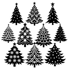 10 Silhouette Christmas Tree Vector, Silhouette Christmas Tree Vector,  Christmas Tree Silhouette Vector