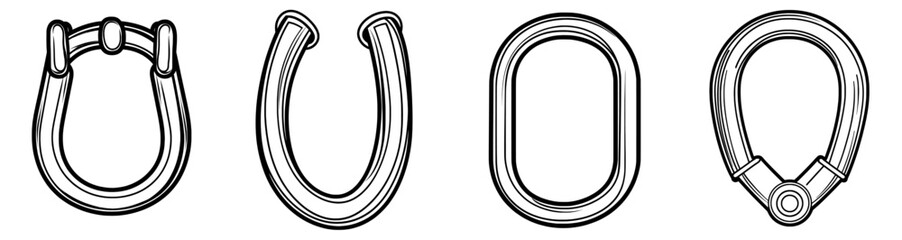 Horseshoe magnet in minimalistic style isolated on a black background.