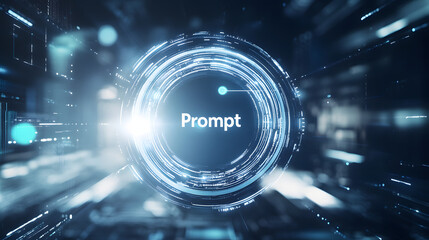 White fruturistic AI prompt illustration. High-tech background concept. Ready to use command prompt box