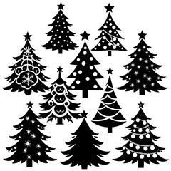 10 Silhouette Christmas Tree Vector, Silhouette Christmas Tree Vector,  Christmas Tree Silhouette Vector