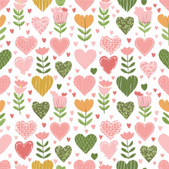 Seamless pattern of hearts filled with love