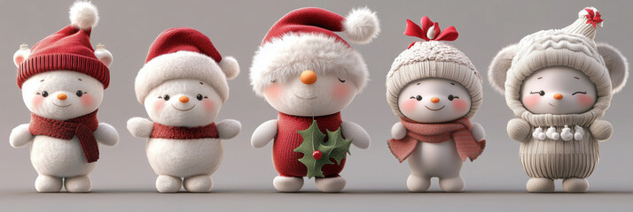 Set of clipart, christmas characters and objects, clipart, stuffed toy, plush toy, a fluffy fur texture, cutie
