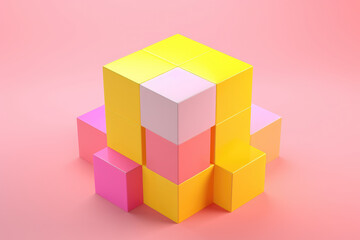 Fototapeta premium Vibrant Abstract 3D Cubes in Pastel Hues